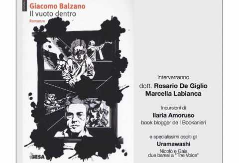 Bari, libreria Campus: Giacomo Balzano presenta ''Il vuoto dentro''